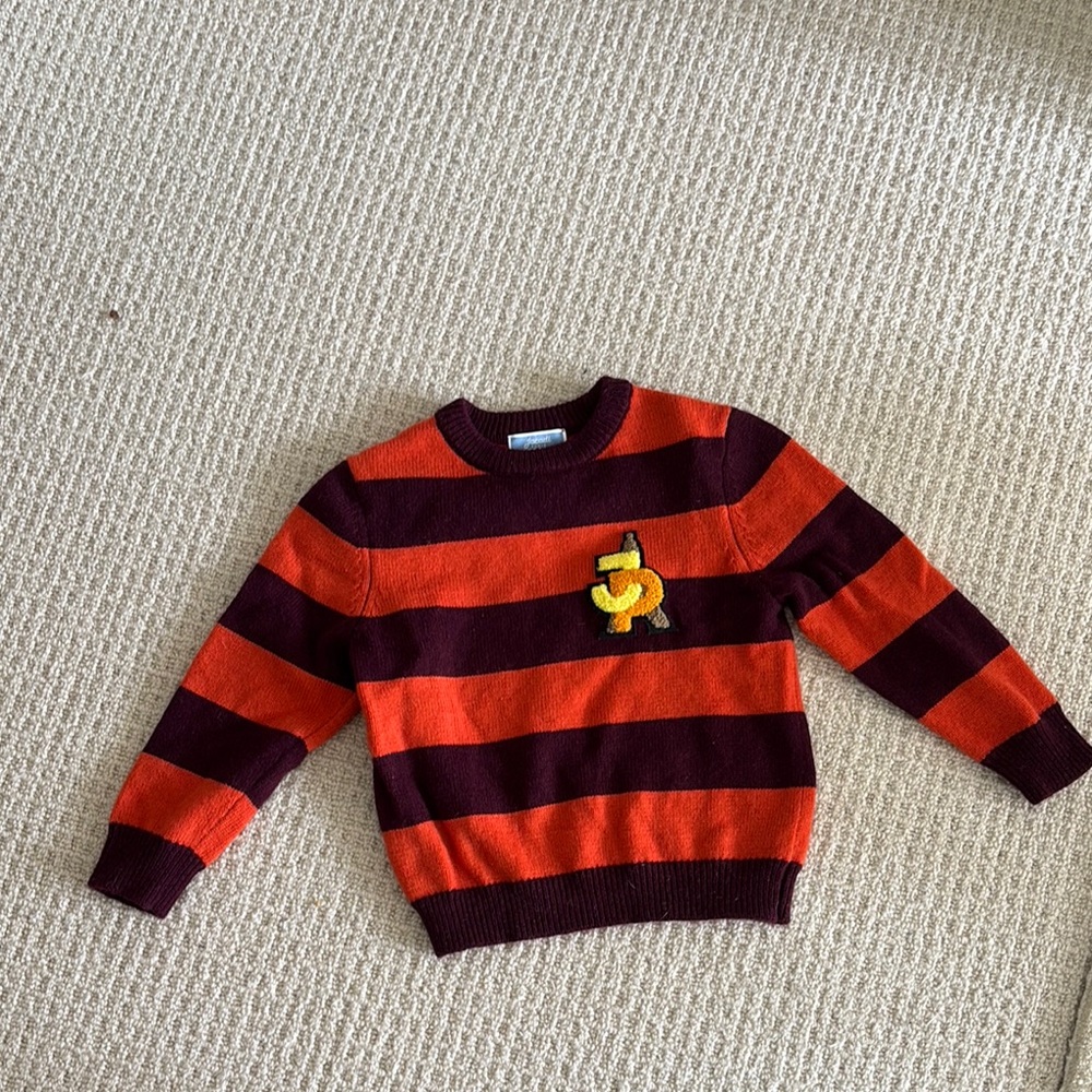 KIDS Jacadi Striped Red and Black Sweater with Embroidered Detail